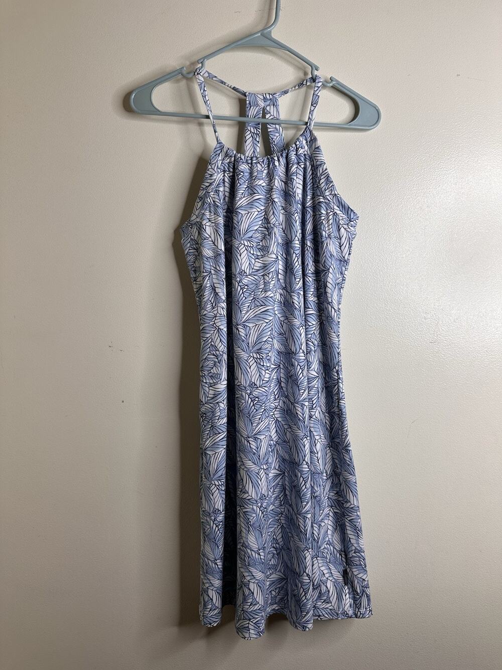 Eddie Bauer Sz Small Blue Tropical Print Summer Casual Outdoor Strappy Sundress